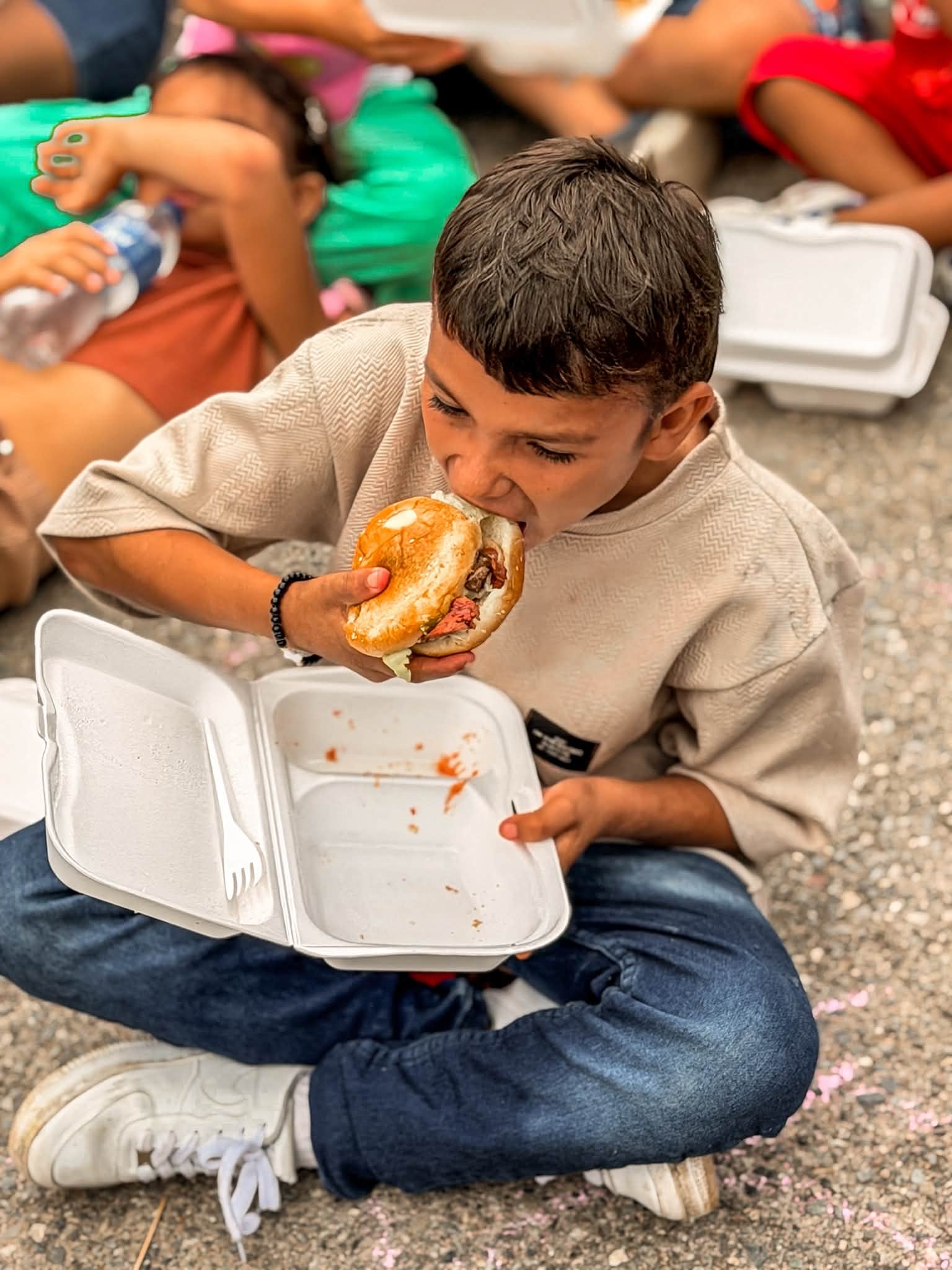 Boy eating a meal